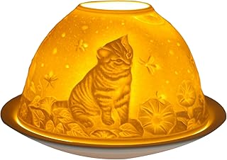 Himmlische Düfte Geschenkartikel GmbH Kätzchen Windlicht, Porzellan, Weiss, 12x12x8 cm