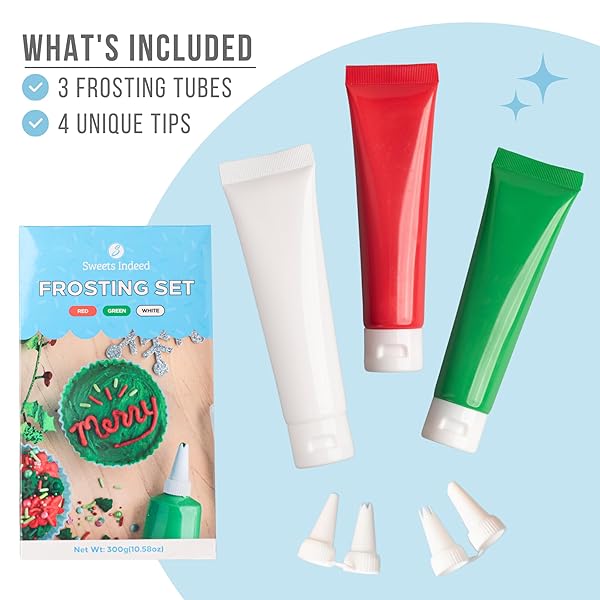 SWEETS INDEED HALLOWEEN FROSTING SPRINKLE SET, 3-3.5 OUNCE TUBES, 4 NOZZLES INCLUDED – 2.5 OUNCES SPRINKES, 13.08 OUNCES, HALLOWEEN BAKING (CHRISTMAS)