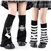 Fingertip WD 2Pairs Y2k Star Skull Print Leg Warmers Socks Cute Legwarmers Kawaii Streetwear Leg Cover Lolita & Goth Accessories