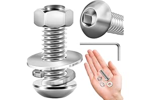 (20Sets) 5/16 Bolt, 5/16-18 x 1" Button Head Socket Cap Bolts, Metric Bolt Assortment, 304 Stainless Steel Nuts and Bolts Coarse Thread, Bright Finish, Allen Screws Furniture Bolts by Mywish