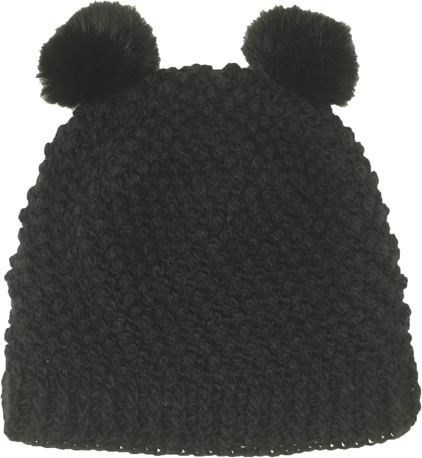 kids black bobble hat