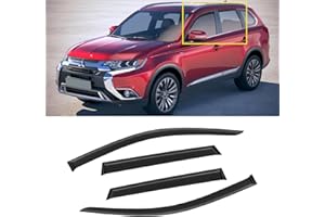 CMVT AUTO Window Visor for 2011-2023 Mitsubishi Outlander Sport/ASX, Out-Channel Rain Guards Shields Vent Shade Deflector Wind Dark Smoke Ventshade Ventvisor for 11-23, Tape-On Outside-Mount, 4PCS