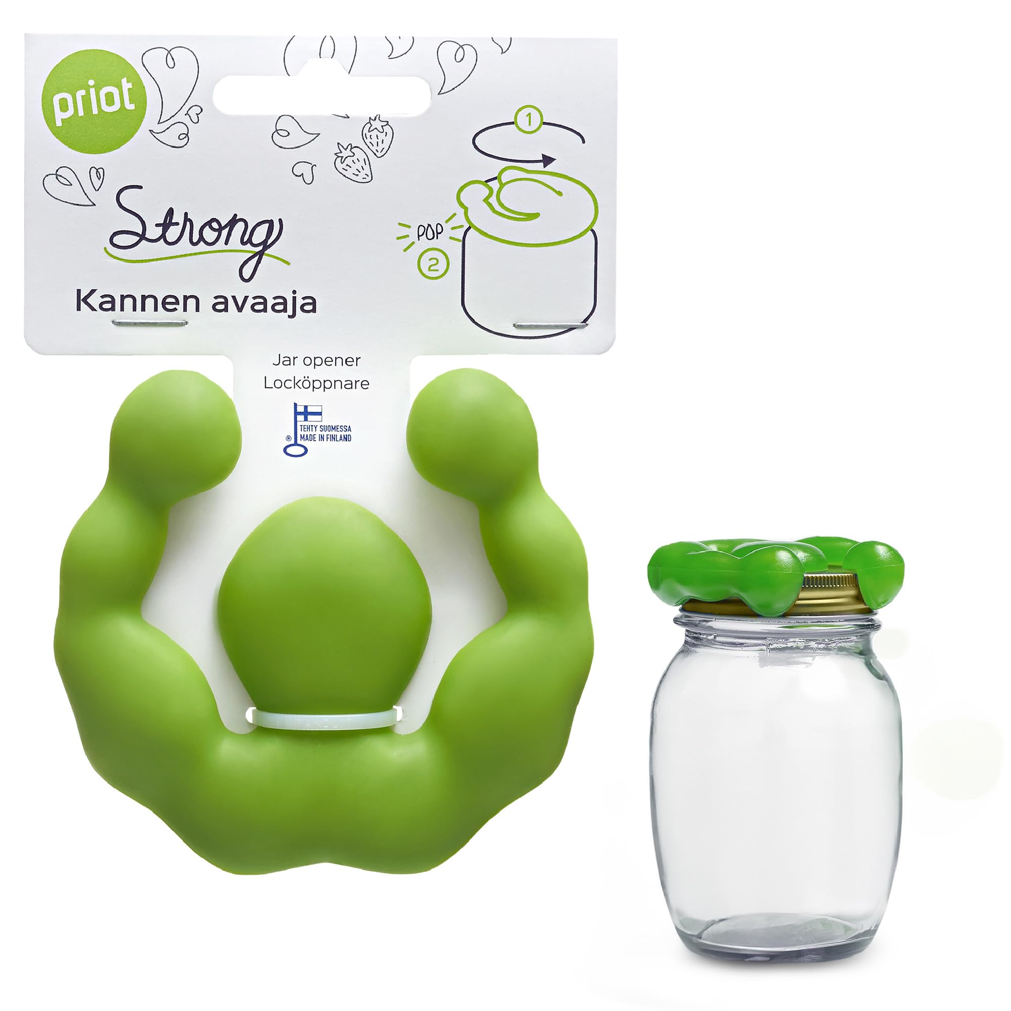 Priot Strong Jar Opener Twist Gripper for Weak Hands, Children, Seniors, People with Arthritis, Kitchen Aid to Grip and Lid Open to Green