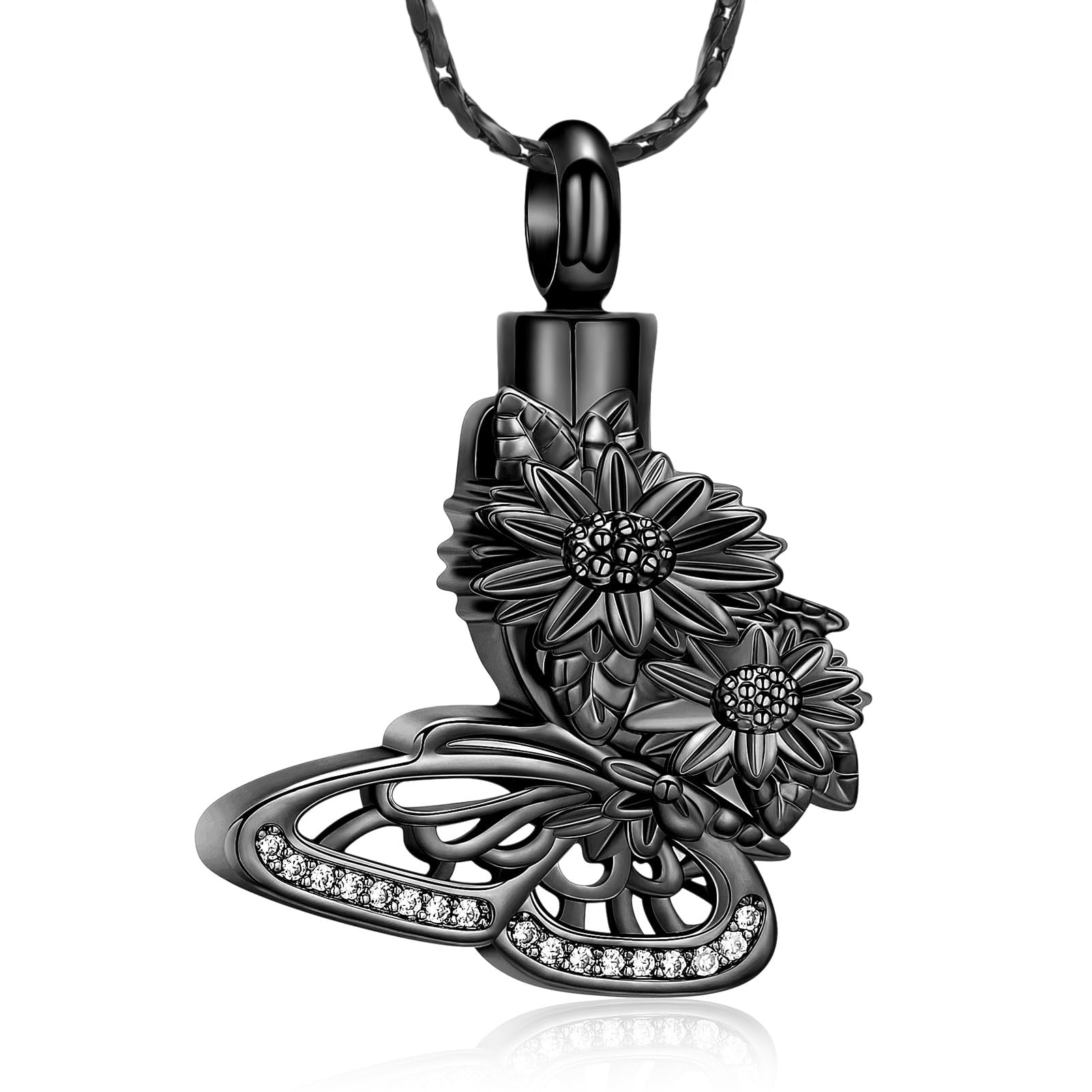 QGJNSGC Butterfly Urn Necklace Sunflower Ashes Keepsake Cremation Jewelry Memorial Gifts for Women Loss Loved One