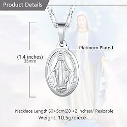 U7 Catholic Gift Platinum Plated Oval Lady of