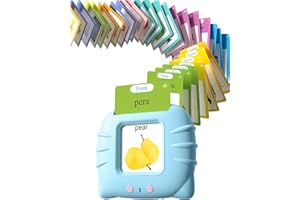 Airbition Bilingual Spanish and English Talking Flash Cards for Ages 2+, Pocket Speech Therapy Tools with 512 Words, Montessori Language Learning and Autism Aids, Children's Sensory Learning Kit