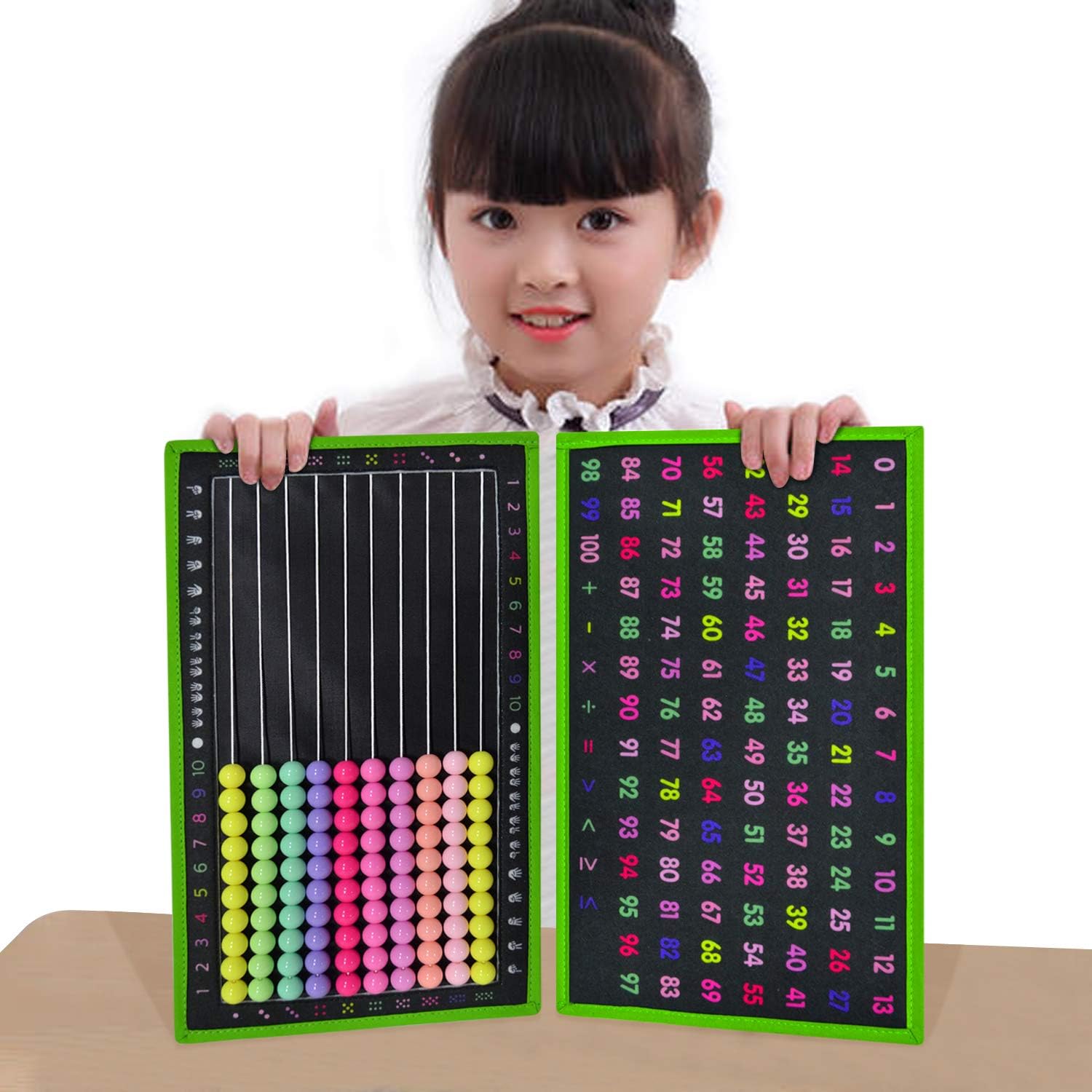 ABCKEY Educational Abacus for Kids Math Games with 100 Colored Beads