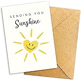 Encouragement Cards Sending You Sunshine Greeting Card – Positive Uplifting Cheerful Support for Friends, Family, Coworkers, Women, Men, Kids for Get Well Soon, Thinking of You, Recovery, Mental Health, Tough Times – 8x5.3 Inch with Envelope
