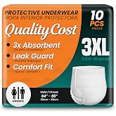 3XL (64&ndash;85 inch Waist), Pull-Ups, 10 Count, Diaper QualityCost Adult Diapers Women and Men Incontinence Overnight &ndash; Briefs, Disposable Undergarments, Maximum Absorbency, Leak Proof, Single-Use, L