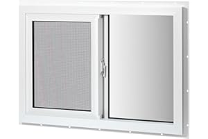 COLORPAPA Vinyl Basement Window, 36" x 24" Slider Window with Double Pane Insulated Tempered Glass and Fiberglass Mesh Screen for Basement Bathroom Home Rv Garage (White)