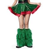 XEPST Christmas Faux Fur Fuzzy Leg Warmers Furry Boot Covers for Women, Women's Fur Leg Warmers Warm Fuzzy Boot Cuff Boot Sleeves for Party Costumes, Green