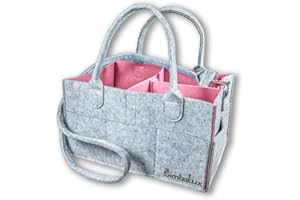 SimbaLux Baby Diaper Caddy Organizer: Large Nursery Storage Bin| Portable Car & Travel Storage Caddy Tote for Diapers, Wipes & Toys| Stylish Felt Nursery Bag for Boys & Girls