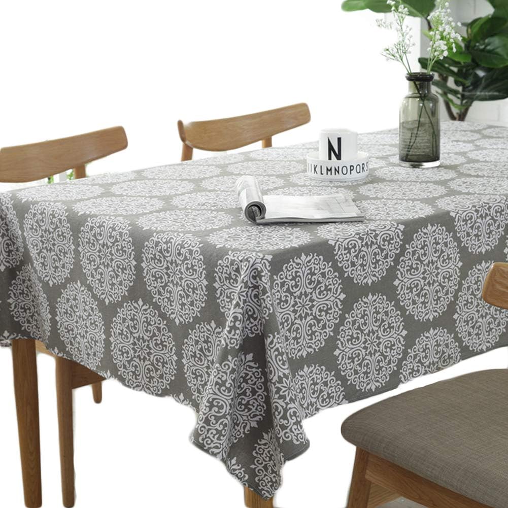 Meiosuns Tablecloths Grey Retro Tablecloth Rectangular Table cloth Cotton Linen Table Cover Suitable for Indoor and Outdoor (Grey, 120 * 160)