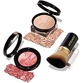 LAURA GELLER NEW YORK 40+ Club Blush-n-Balance 3pc Kit: Baked Balance-N-Brighten Color Correcting Foundation, Porcelain + Retractable Kabuki Brush + Baked Blush-N-Brighten, Tropic Hues