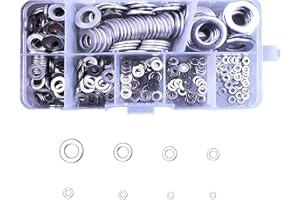SHANDERBAR Stainless Steel Flat Washer Combination Kit, 360 PCS Stainless Steel Flat Washers Assortment Kit, Mudguard Washer Combination Set (8 Sizes: M2, M2.5, M3, M4, M5, M6, M8, M10).