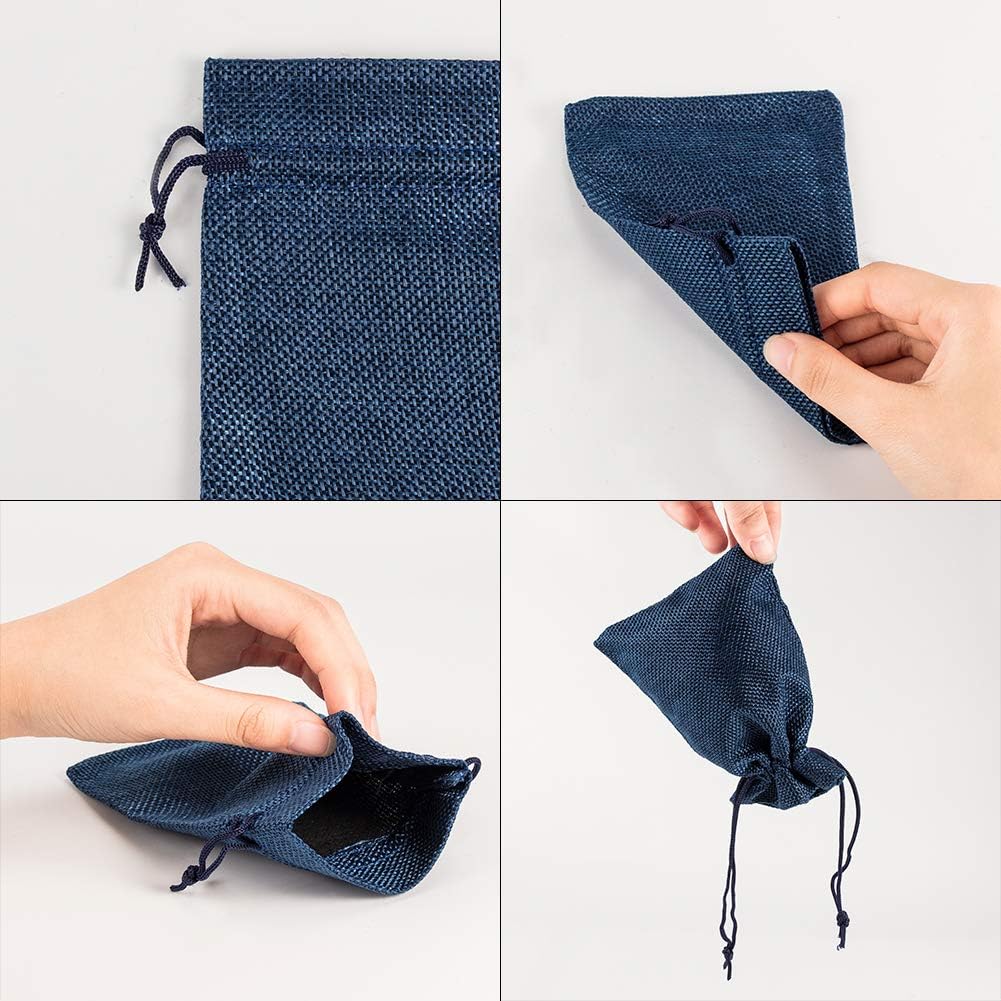 NBEADS Small Drawstring Bag, 25 Pcs 5 Colors Blue Cloth Gift Bags for Party and Wedding Favor 14x10cm, 1 count (Pack of 25) - Image 5