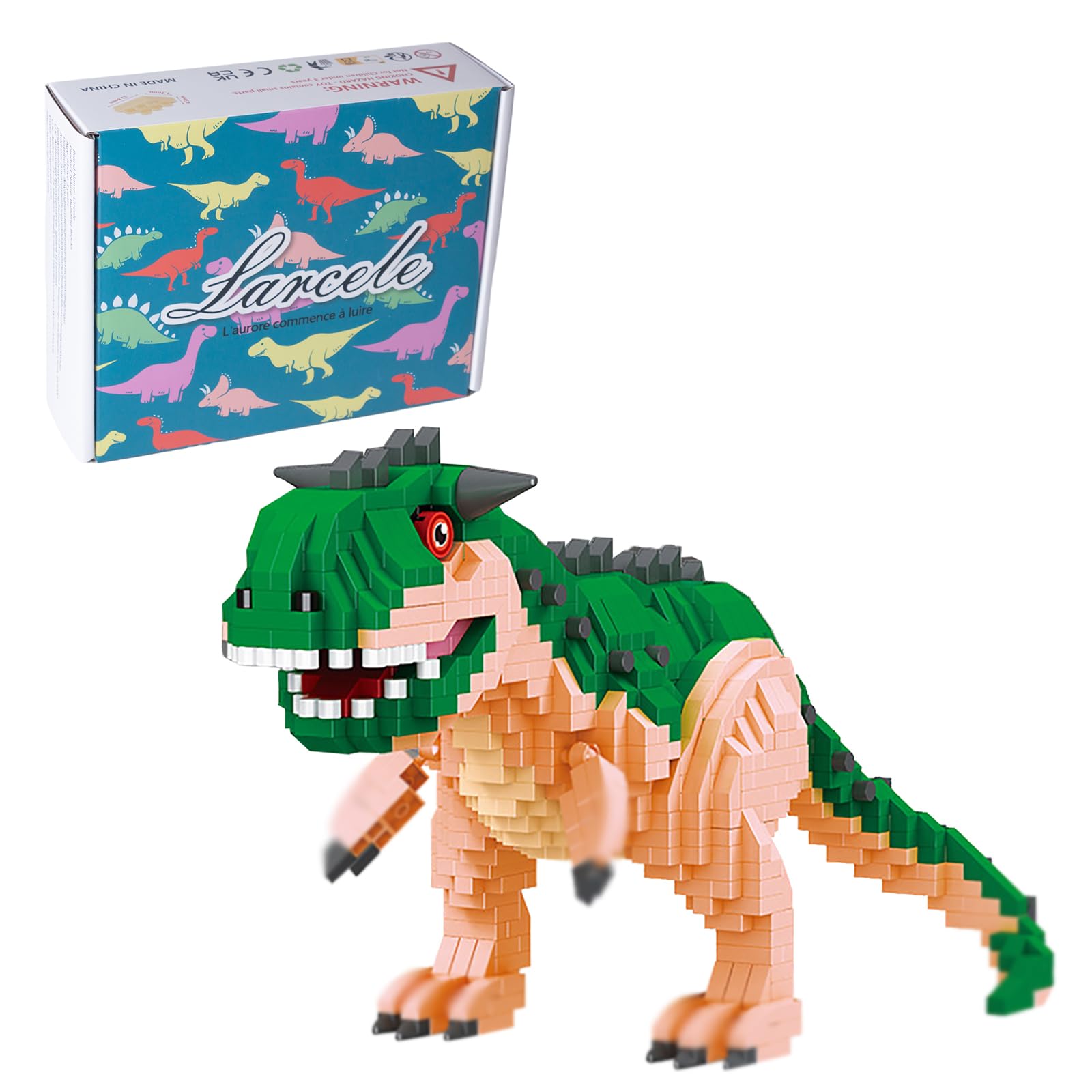 Larcele Micro Building Blocks Dinosaur Set, DIY Mini 3D Building Toy Bricks,1060 Pieces KLJM-06 (Carnotaurus)