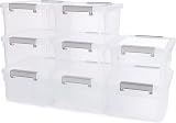 Citylife 8 Pack 3L Small Plastic Storage Box with Lids Stackable Clear Boxes
