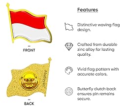 Indonesia Flag Lapel Pin - Enamel Metal National