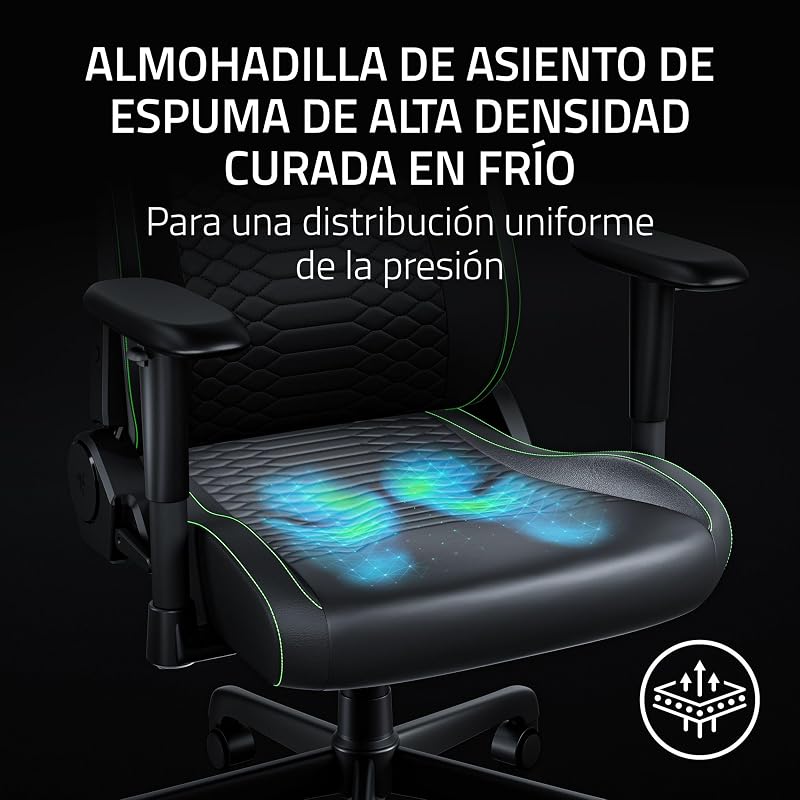 Iskur V2 X NewGen - Silla Gamer ergonómica con Comodidad Transpirable - Cuero EPU de 2.ª Gen tecnología Cooltouch - Soporte Lumbar Integrado - Base del Asiento y Arcos superanchos | Negro