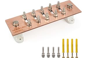 MOKIKUBA Pure Copper Ground Bar Kit- Adjustable Wall Mounted Copper Bus Bar with UL Material BusBar Insulator T Posts (Smart Copper Bar 1/4")