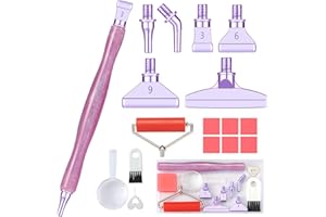 Snewvie Diamond Painting Pen Accessories Tools Set,Purple Diamond Art Pen with Roller and 6PCS Metal Screw Thread Multi Placer Tips,Diamond Painting Drill Pens for Square & Round Gem