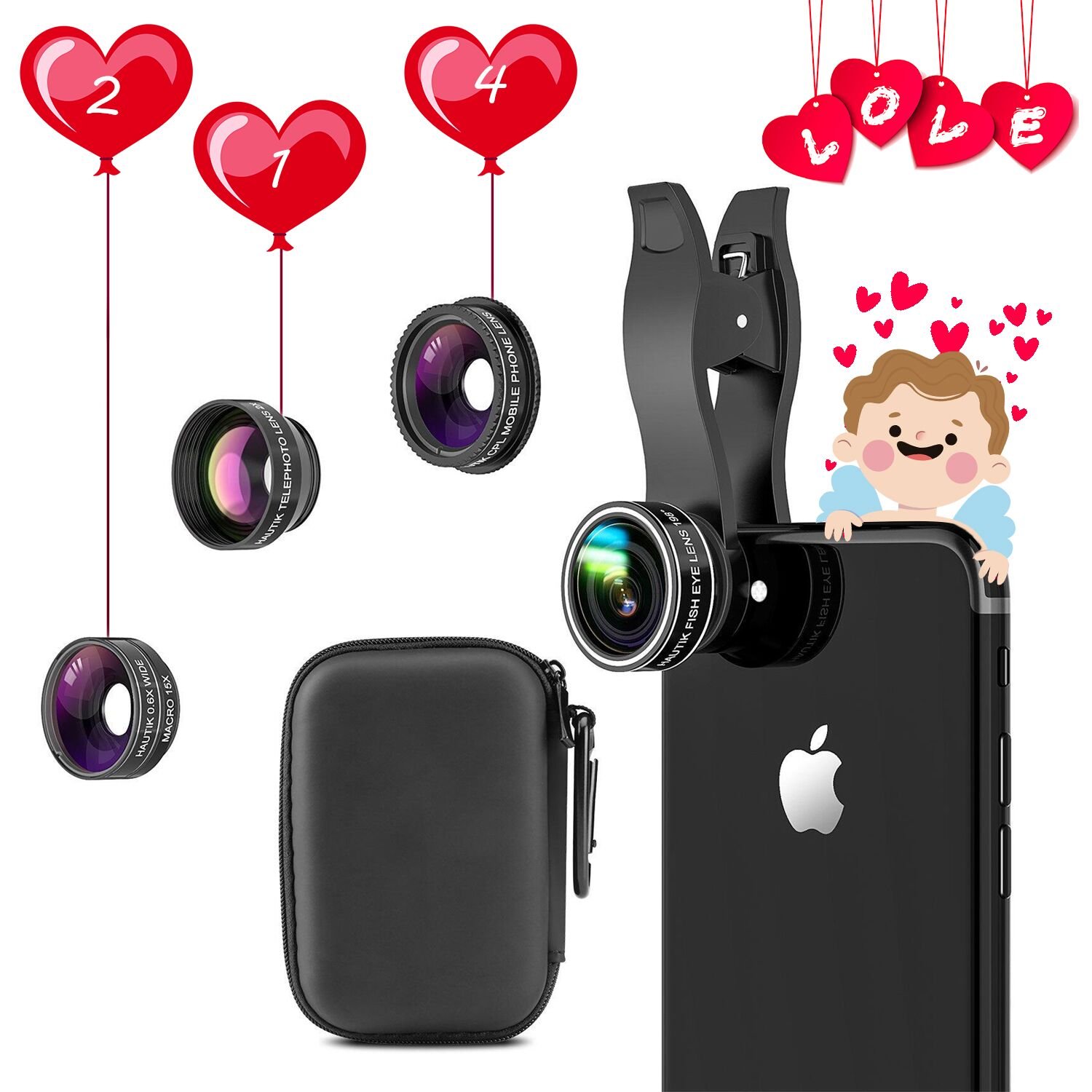 Lentes Móvil  Kit con Caja de Regalo HAUTIK HD Clip on