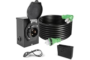YIFOR 50 Amp Generator Extension Cord 15FT and Power Inlet Box, NEMA 14-50P/SS2-50R Generator Cords, RV Power Cord with NEMA SS2-50P Generator Inlet, ETL Listed, Weatherproof