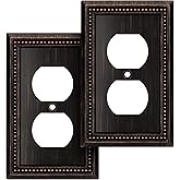 Henne Bery Sunken Pearls Heavy Duty Decorative Wall Plate Switch Plate Outlet Cover (Single Duplex, 2 Pack, Aged Bronze)