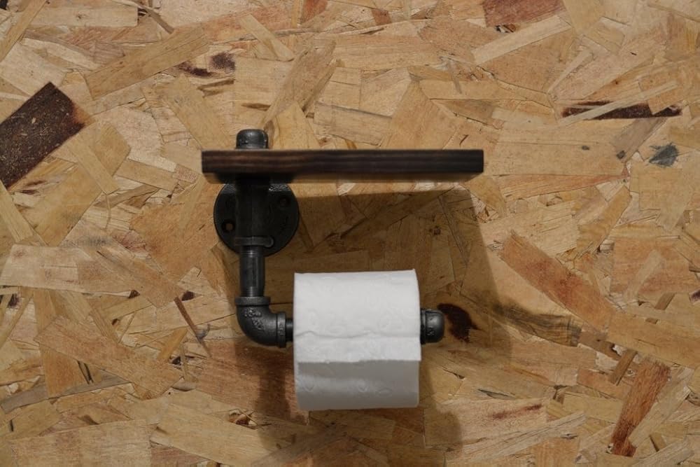 Industrial Plumbing Pipe Toilet Paper Holder with Shelf