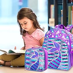 3PCS Mermaid Backpack for Girls, 16" Sequin