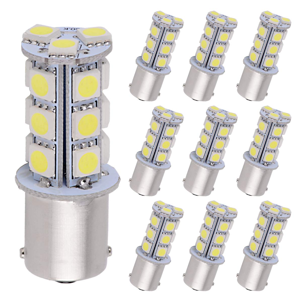 YITAMOTOR 10x 1156 BA15S 7506 1003 1141 RV Camper LED Bulbs For Car Interior RV Camper Light White 6000K, 12v-24v, 18 SMD