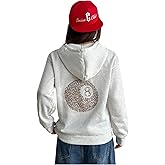 RoseSeek Women's Leopard Letter Graphic Hoodie Long Sleeve Hooded Sweatshirts Thermal Pullovers Tops