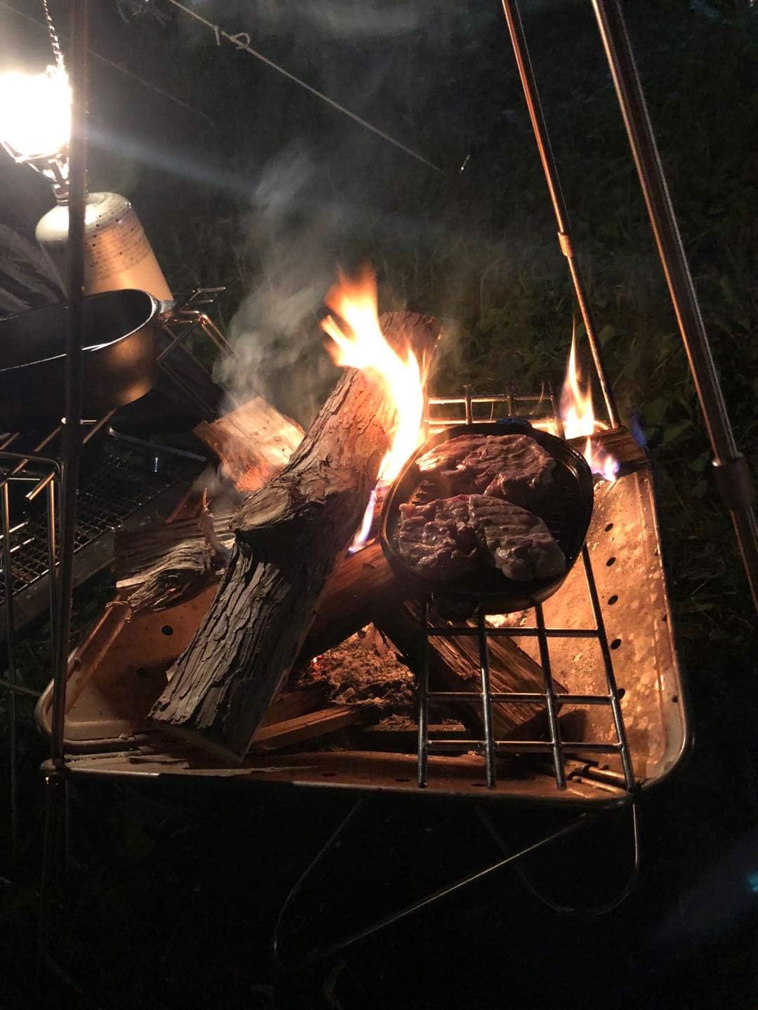 Amazon キャンピングムーン Camping Moon 焚き火 ゴトク 焚き火グリル ステンレス F6丸棒 焚き火 ロストル Mtg A Camping Moon クッキングツール