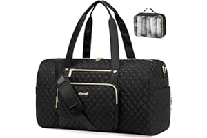 LOVEVOOK Travel Duffle Bag, Weekender Overnight Bags for Women, 40L Personal Item Carry On Bag with Toiletry Bag, Gym Tote Bag with Wet Pocket, Mommy Hospital Bag for Labor and Delivery, Black, 2PC