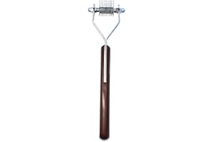 Mars Coat King Mini Dematting Undercoat Grooming Rake Stripper Tool and Detailing Body Work for Dogs and Cats, Stainless Steel with Wooden Handle, Made in Germany, 10-Blade Fine