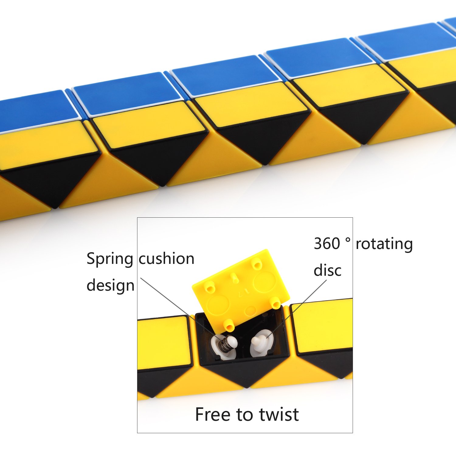 Speed Cube Snake Ruler Cube Puzzle Pack | 24 Wedges Twist Puzzle Toys | 3 Magic Snake Cubes Collection in 1 Box | Stickerless Cube Toys