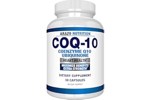 Arazo Nutrition CoQ10 Ubiquinone Coenzyme Q10-200mg Maximum Strength Nutritional Supplement - High Absorption Capsules with No Soy