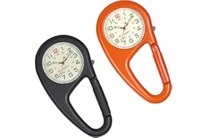 Avaner Men's Fob Watch, Carabiner Clip Watch, Backpack Belt Pocket Watch with Luminous Dial for Hiking or Climbing
