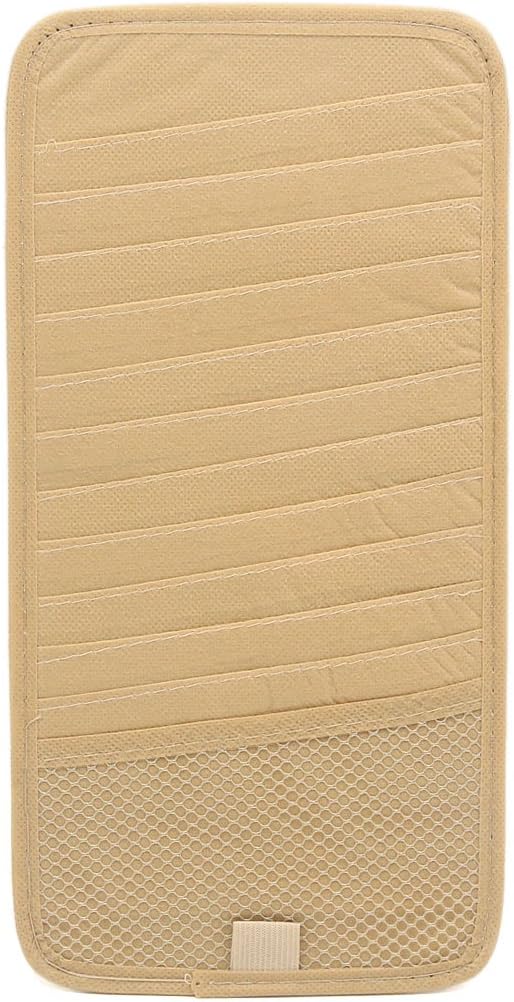 uxcell Beige Oxford Cloth Car Sun Visor CD DVD Storage Pocket Holder 12 CDs Capacity: Automotive