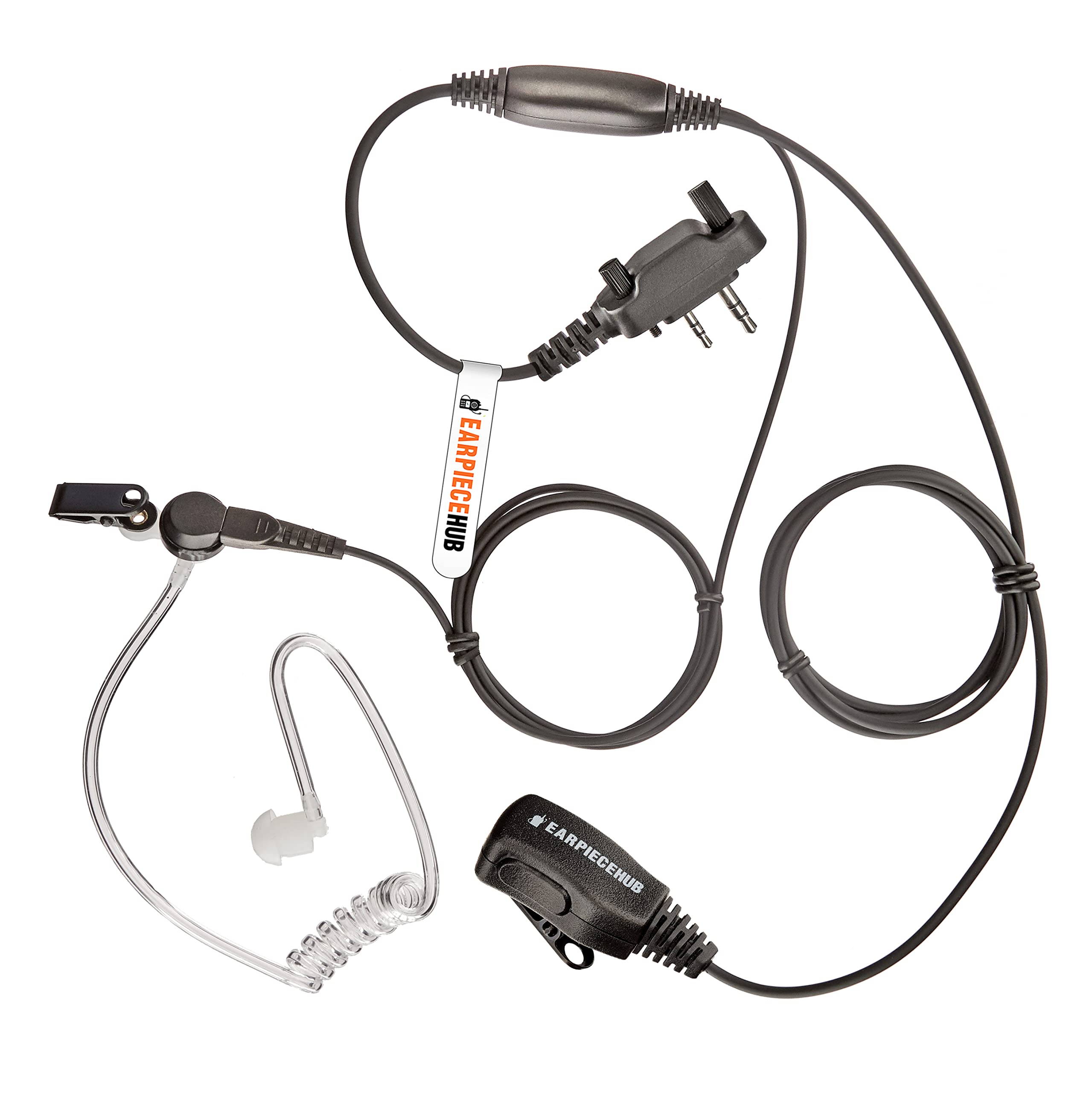Covert Earpiece with PTT Microphone Compatible with ICOM Radio (2 Pin Screw-In) IC-F2000 IC-F1000 F11 F12 F14 F15 F21 F22 F24 F25 F31 F34GS F34GT F41 F44GS F44GT F4029 F4002 F4003