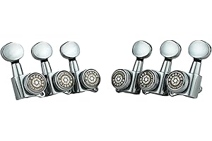 Eddaray Guitar Locking Tuners (3R + 3L) – 1:18 Gear Ratio Lock String Tuning Key Pegs Machine Heads Set with Oval Shaped Knob Replacement, (E-105SP, Chrome)