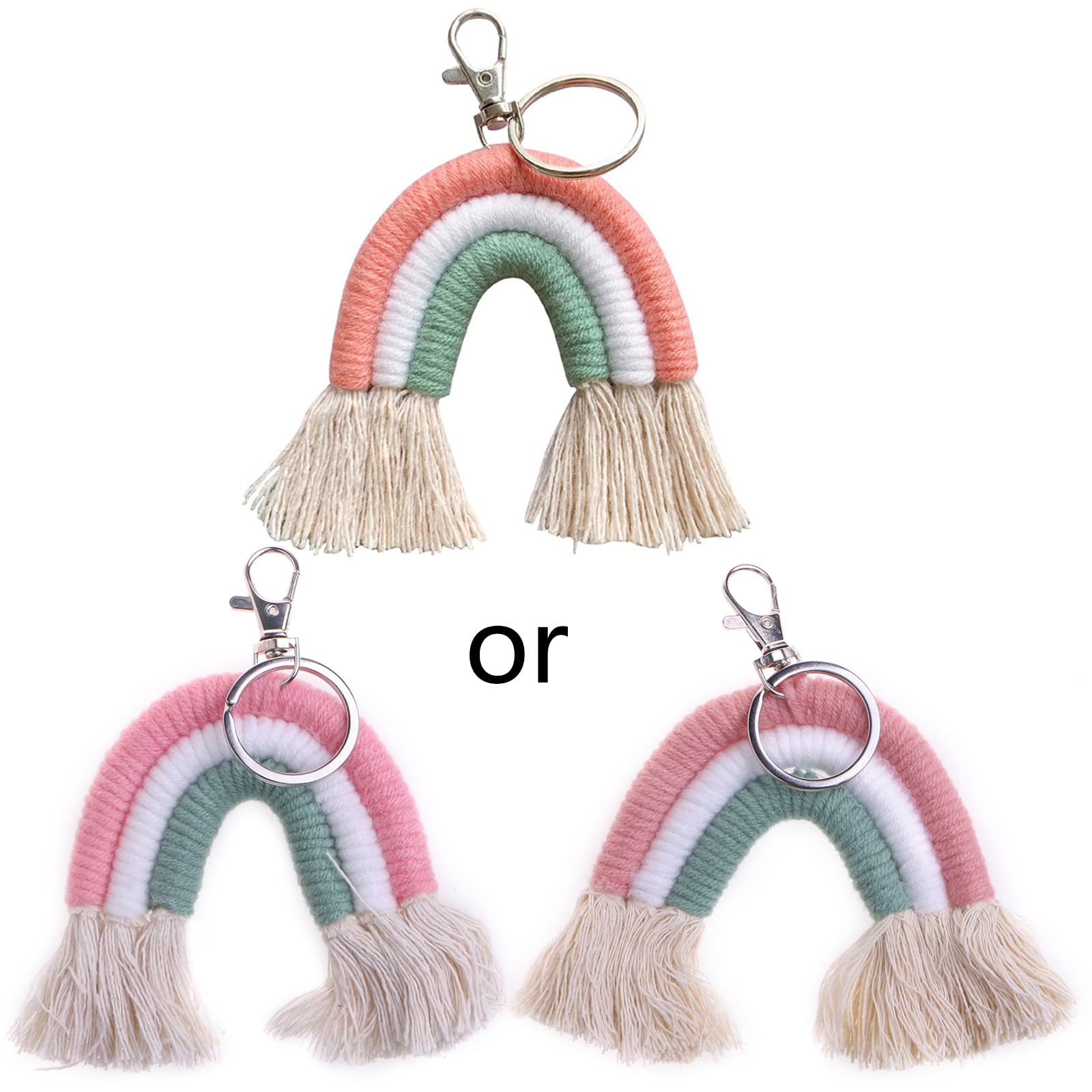 SUCHUANGUANG Lovely Weaving Rainbow Pendant Keyring for Key Chain Keyrings Bag Car Hanging Jewelry for Outdoor Activit 3#