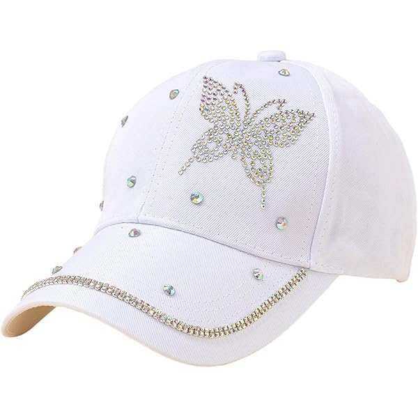 Women's Cowboy Baseball Cap Sparkle Butterfly Rhinestone...
