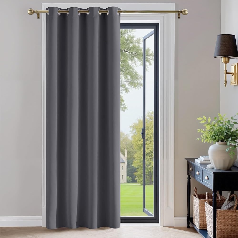 PONY DANCE Blackout Curtain Eyelet 52x84 Grey Thermal Noise Blocking