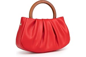 Milan Chiva Clutch Purses for Women Small Handbags Dumpling Mini Cloud Bag with Wooden Handle