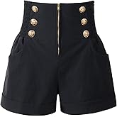 Penelope Vintage Women's 50s Retro Rockabilly Style High Waist Pinup Shorts