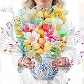APOTODITO Thank You Cards, Mothers Day Gifts, Birthday Card with Music and Light, Flower Bouquet 3D Card, Valentines Day Gifts for Mom, Women, Wife (colorful flowers)