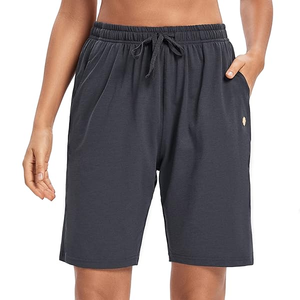 LUCKYCATCUS WOMEN’S BERMUDA SHORTS JERSEY SHORTS WITH POCKETS YOGA WALKING ATHLETIC LONG SHORTS FOR WOMEN KNEE LENGTH (DARK GRAY, XXL)