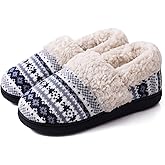 Evshine Women's Fuzzy Memory Foam Slippers, Closed Back Knit Bedroom Slippers, Slip-On Warm House Shoes for Indoor & Outdoor Comfort